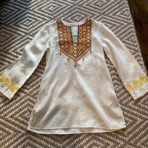 Tory Burch Ivory Tunic with Gold and Brown Accents